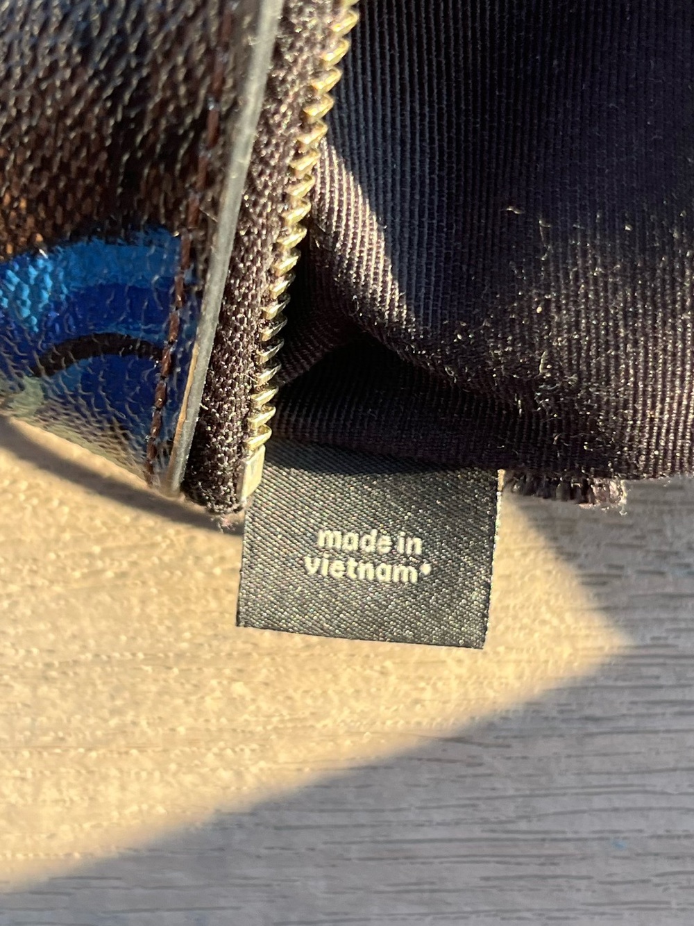 Coach; Brown Monogram; Blue Painter Style Floral; Corner Zip Wristlet; 6x4in - Picture 8 of 11